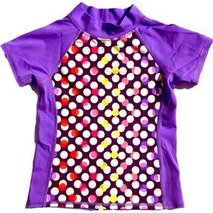 LANDS END Toddler Girl 4t Rashguard Swimsuit Short Sleeve Swim Shirt Top Purple